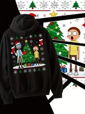 1pc Men'S Rick and Morty Graphic Hooded Sweatshirt - Official Rick and Morty Chr