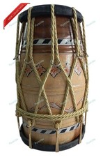 Musical Instrument Inlay Dholak 2 Side Golden Rope Designer Dholak With Bag
