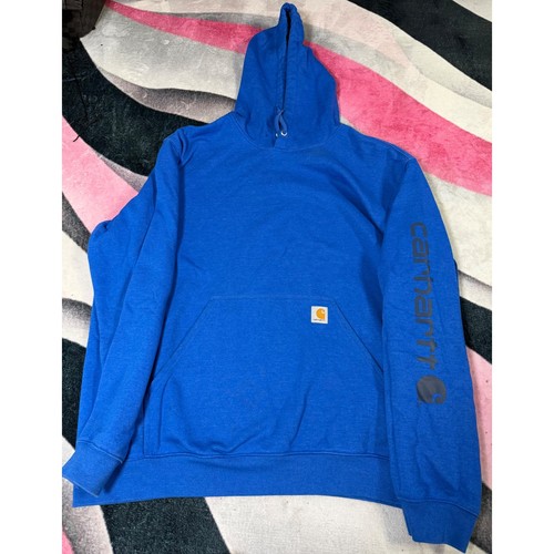 Carhartt Mens Loose Fit Midweight Sleeve Logo Hoodie Blue 2XL K288