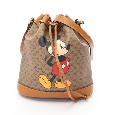 Gucci Disney GG Supreme Shoulder Bag Canvas Leather Brown Multicolor