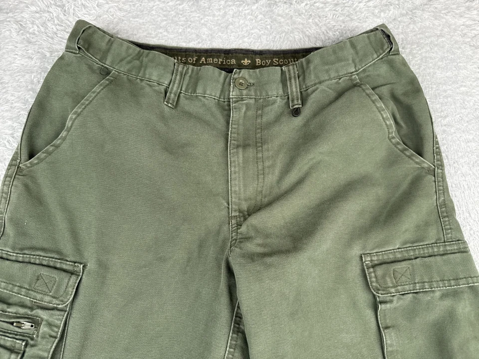 Boy Scouts Pants Youth 16 Green Cargo Convertible Uniform Un-hemmed 32x30 - Image 4 of 4