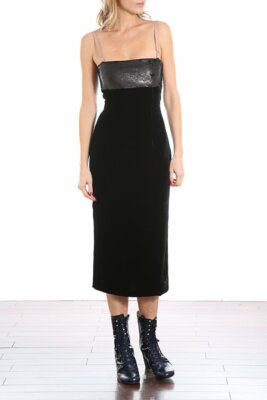 CINQ a SEPT Black Sequin Ribbon Top Cutout Open Back Velvet Cocktail Dress 6 = S