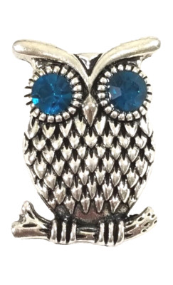 OWL BLUE EYES 18mm/20mm GINGER SNAP BUTTON POPPER FOR INTERCHANGEABLE JEWELRY