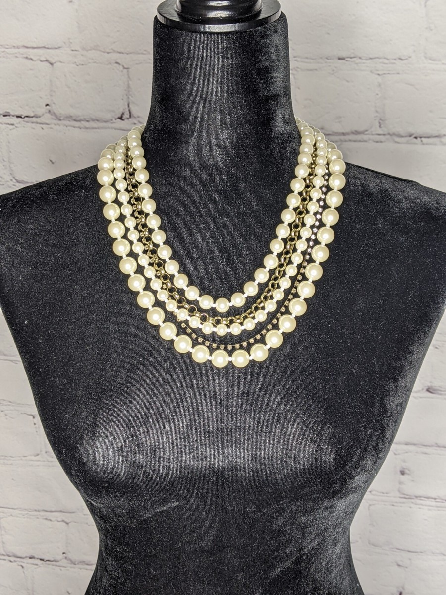 Sugarfix by Baublebar Multistrand Faux Pearl and Rhinestone Necklace 18