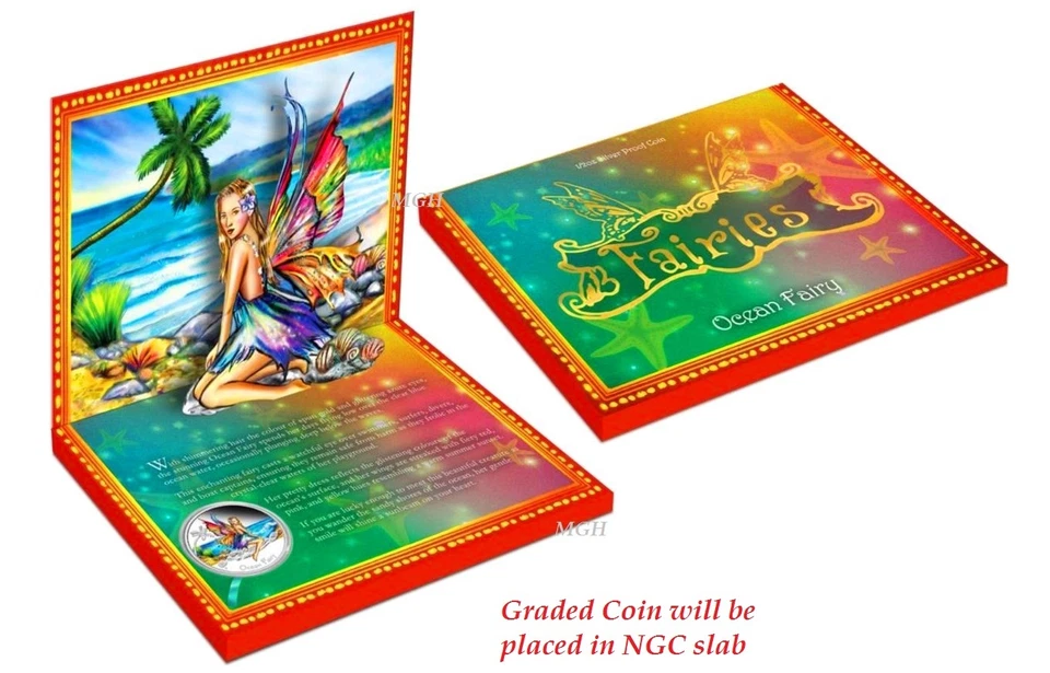 Moneda de medio dólar TUVALU 2016 Ocean Fairy prueba de plata NGC PF 70 1/2 oz color ER Foto 3 de 3