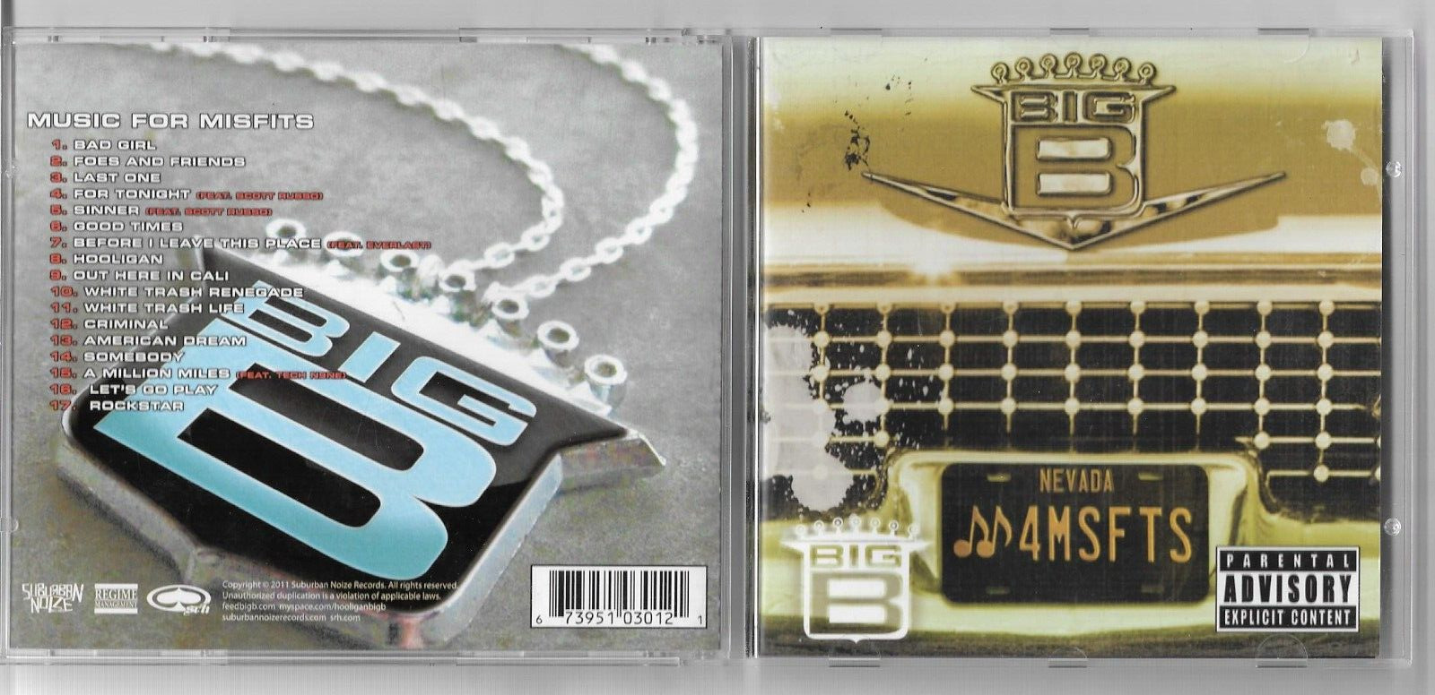 Music for Misfits by Big B (CD, 2011) CD IS  NEAR MINT 17 TRACKS