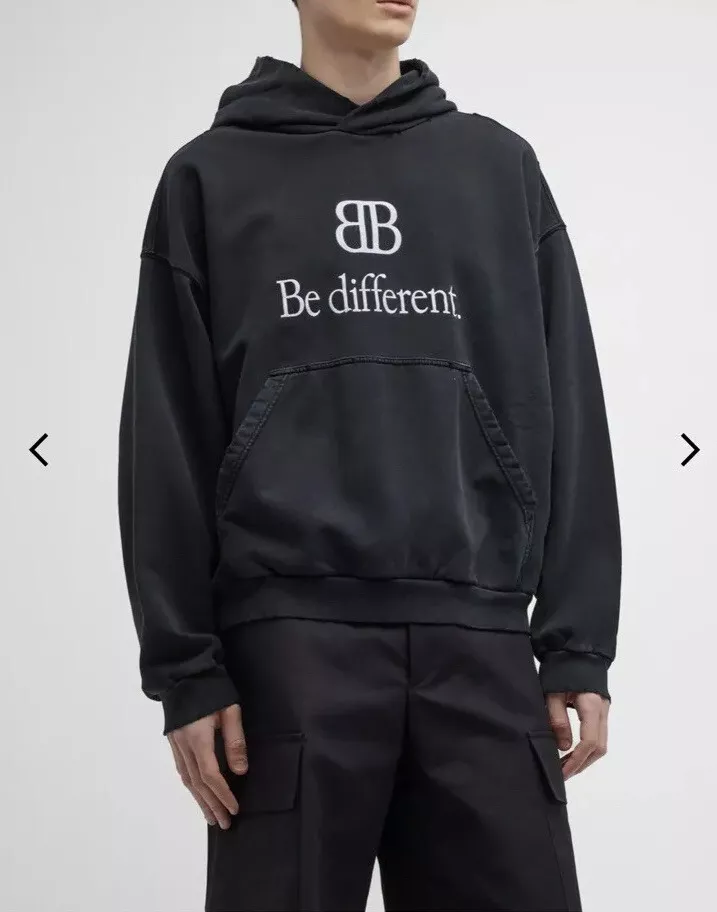 balenciaga mens be different black hoodie size xxs