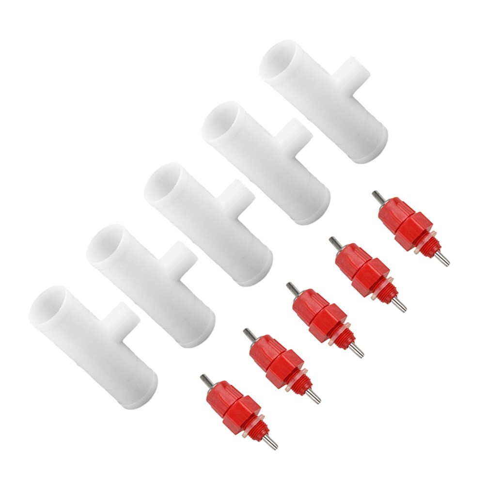 Produktbild von Horizontale Hühner-Tränke Mit Nippeln – 12er Set Inkl. Bohrer, ABS/Edelstahl, Leckagefrei Für Stall Und Freigehege