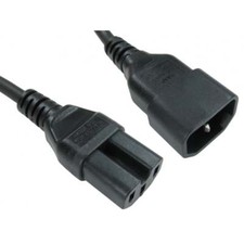 IEC C14 C16 Plug to C15 Socket Extension Cable Power Kettle Lead 1m 1 Metre