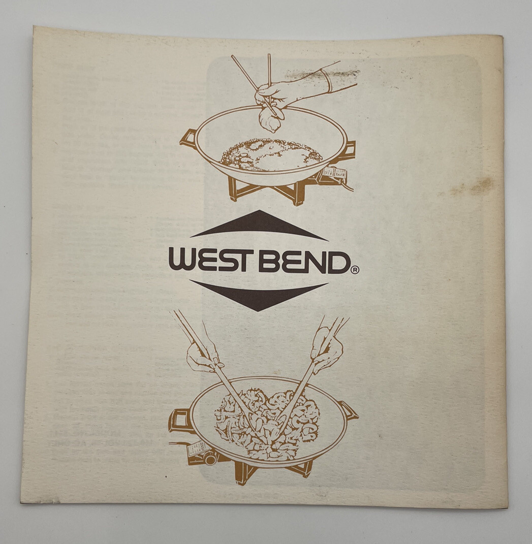 West Bend Electric Wok Recipe And Instruction Booklet 1980 Vintage