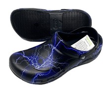 Crocs Bistro Work Clog Slip Resistant, Black/Lightning Bolts, Choose Size NEW