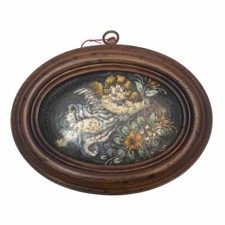 Saca Castelli - Quadretto con Angelo in ceramica cornice in legno dipinto a mano