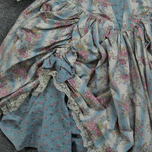 Vintage Handmade Dress Girls 6 Small Blue Floral Pink Victorian Youth - Picture 4 of 10