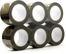 6 Rolls Premium Brown/Tan Carton Box Sealing Packing Tape - 2.0 Mil 3"x110 yard