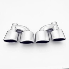 Pair 2.25 In Offset Quad Oval Outlet 304 Stainless Steel Exhaust Tips 9 Long