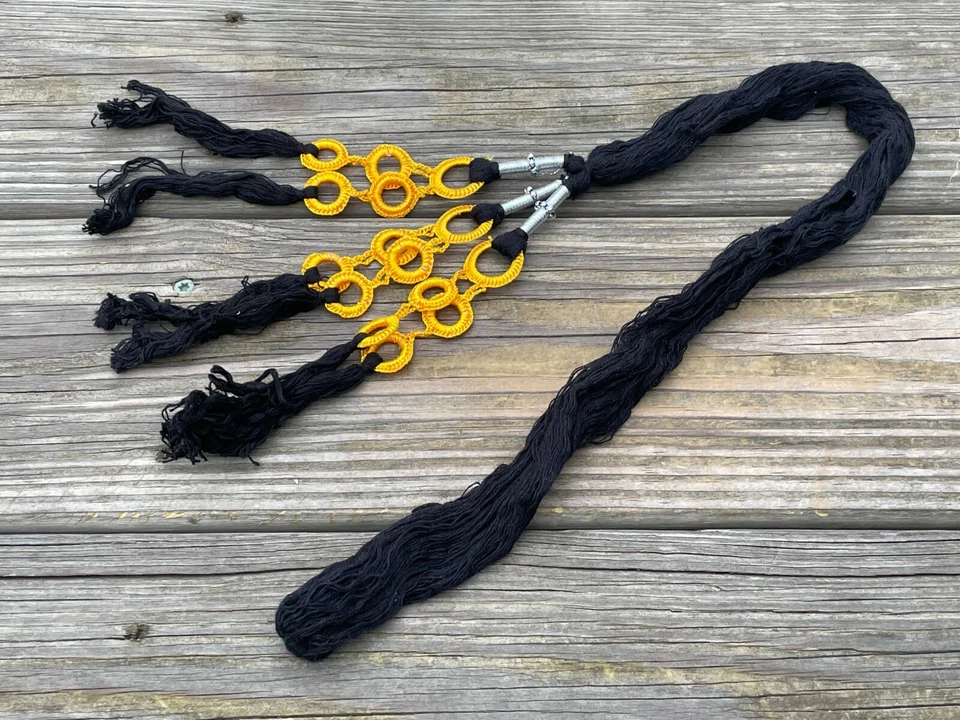 头发 Paranda 黑色/黄色头发配件编织传统手工 Parandi — 第 2/4 张图片