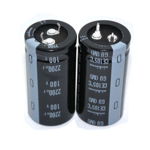 2X 2200UF 100V Electrolytic Capacitors 100V2200UF NICHICON GU 25X50mm