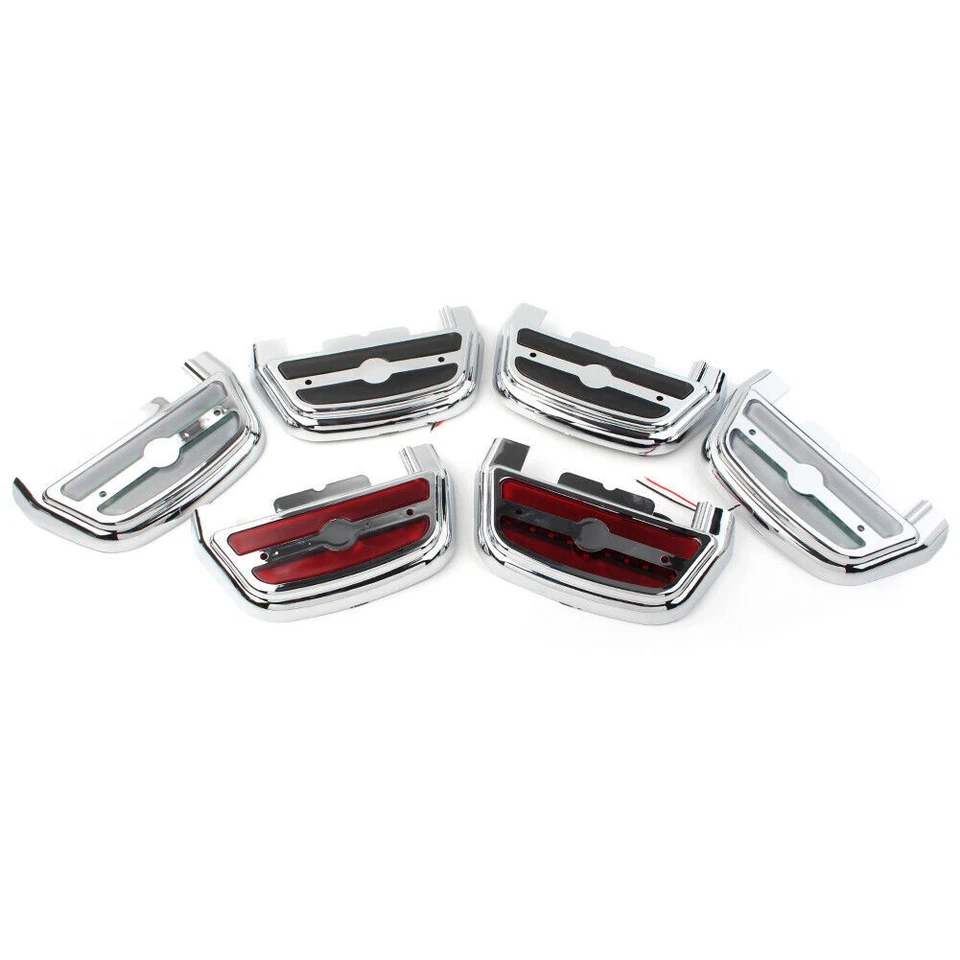 Cubierta de estribo de pasajero con luz LED para Harley Touring Road King Foto 2 de 4