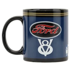 Mug - Ford V8 Logo in Black & Blue - 16oz. F150 Mustang * Get FREE USA SHIPPING!