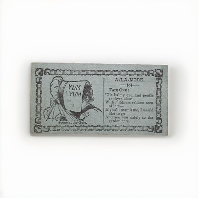 Antique 1800s Rare  Acquaintance Love Card Romance Escort  Yum Yum A La Mode 