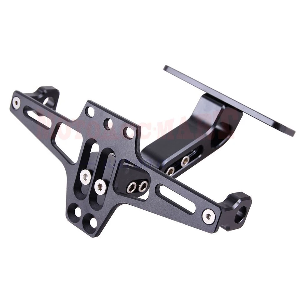 Black Aluminium Alloy Motorcycle License Plate Holder Rear Bracket Folding Mount - Image 4 of 4