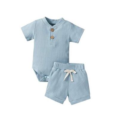 Summer Newborn Baby Boy Girl Clothes Set Ribbed 0-3 Months Ribbed
