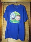 Rick & Morty Adult Swim Cartoon Network TV 2017 Men's L Blue Graphic Shirt EUC