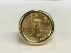 Without Stone LIBERTY COIN Women's Fancy Wedding Ring 14k Yellow Gold Finish