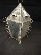 Antique SCONCE LAMP FOR PORCH OR POST NEWEL POST LIGHT Blue White Textured Glass