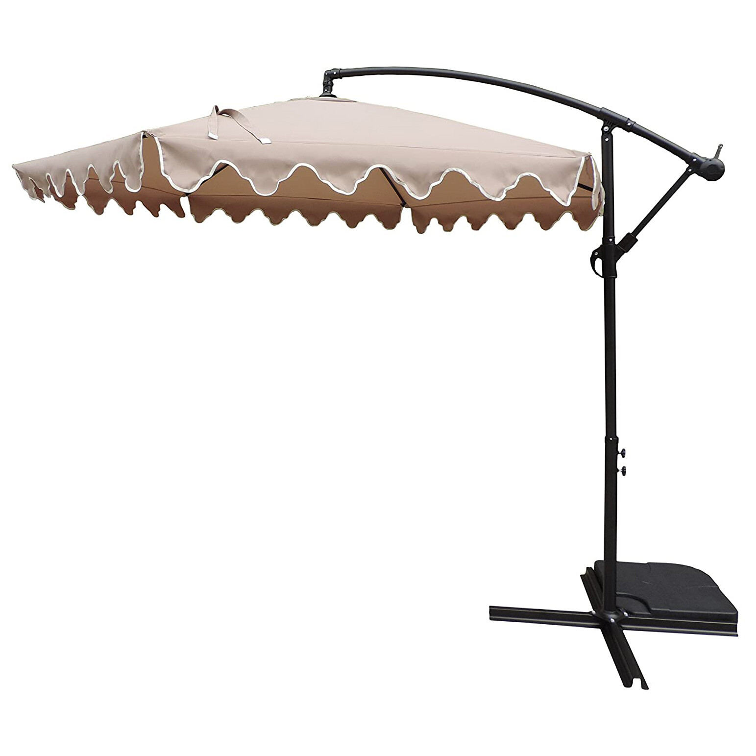 Pebble Lane Living 10 Ft Cantilever Scalloped Outdoor Patio Tilt Umbrella Beige For Sale Online