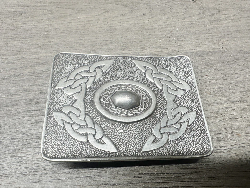 DE COLECCIÓN ESCOCÉS KILT CLAN ART CO PELTRE BULLDOG CINTURÓN HEBILLA PATRÓN CELTA Foto 2 de 4