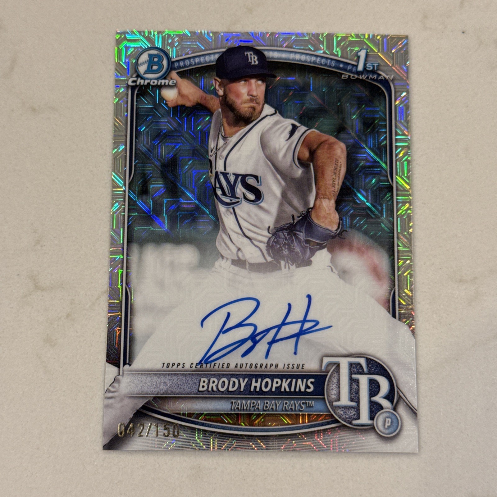 2025 Bowman Chrome 1st #CPA-BH Brody Hopkins #42/150 HTA Refractor Auto Rays
