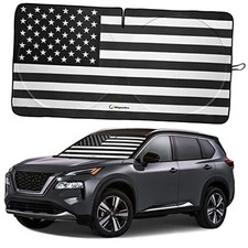American Flag Windshield Sun Shade, High-Resolution Car Sun Medium USA B W Flag
