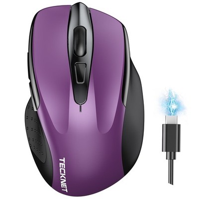 TECKNET Bluetooth Maus, wiederaufladbar kabellos lila