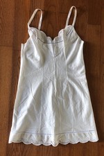 Vtg Vanity Fair Slip White 100 Cotton Eyelet Lace Trim Women s X-Small Made USA