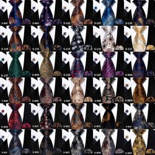 New Classic Floral Paisley Jacquard Silk Men's Tie Necktie Hanky Cufflink Set