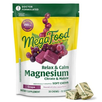 3/27 MegaFood Relax + Calm Magnesium Supplement - Soft Chews with Magnesium Citr