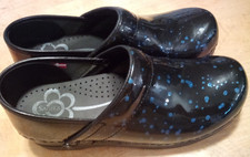 Sanita The Original Danish Clogs Blue Sparkles on Black EU 38 US 7.5 Barely used