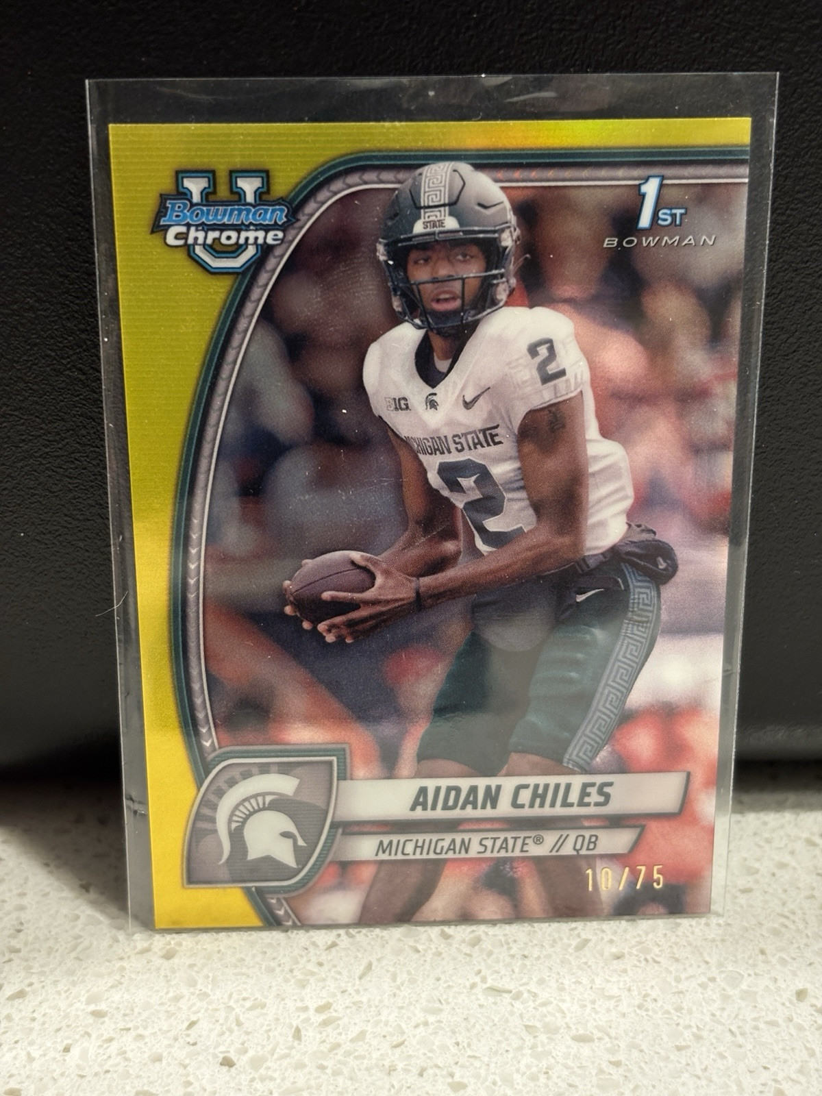 Aidan Chiles Yellow Refractor #/75 2024 Bowman University Chrome #8