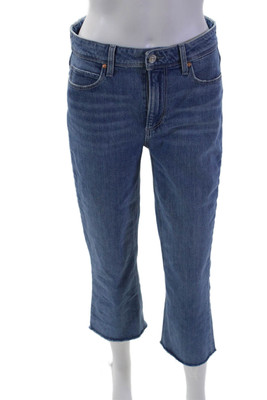 Paige Womens Zipper Fly High Rise Colette Crop Flare Jeans Blue Size 27