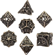 AUSTOR Metal DND Dice Set 7 Pieces Leaf Hollow Antique Bronze 