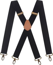 Mens Suspenders with 4 Swivel Hooks Adjustable Heavy Duty Braces Black 