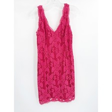 Adrianna Papell Pink Floral Lace Sleeveless V-Neck Sheath Dress Size 10