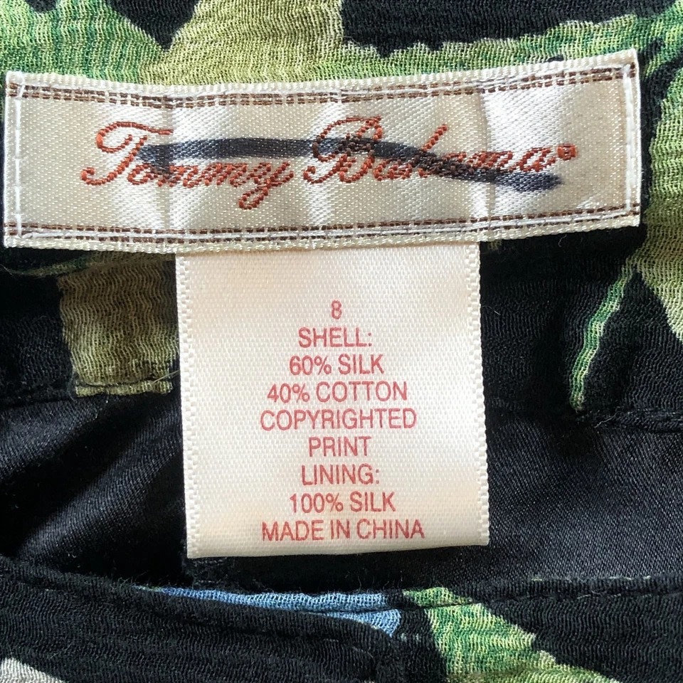 Tommy Bahama Pantalones Mujer 8 Negro Azul Floral Seda Recortado Pierna Ancha Pantalones Foto 2 de 4