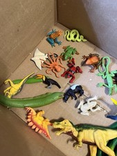 Lot 20 Small Rubber Animal Reptile Dinosaur Snake Toy Figures Mixed Bulk