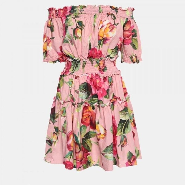 Women Dolce & Gabbana Dress Pink Cotton 36