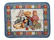 VtgBlue Jean Teddy Bear Baby Blanket Crib Quilt Baby Albumn Daisy Kingdom