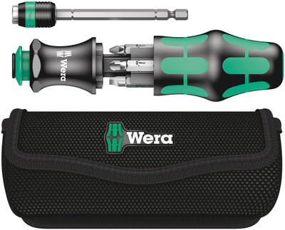 Wera 7 in 1 Kraftform Kompakt Screwdriver Kit with Quick Release Chuck Pouch
