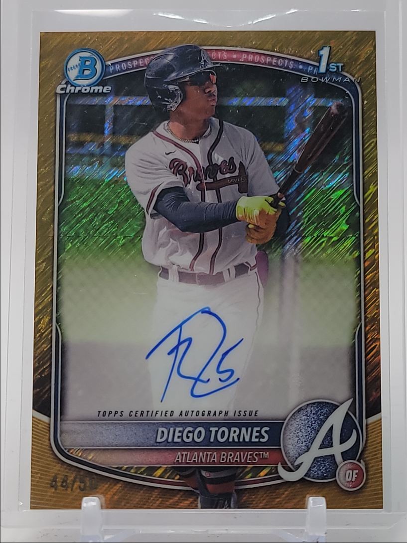 DIEGO TORNES 2025 BOWMAN CHROME 1ST AUTOGRAPH GOLD SHIMMER AUTO /50 Q0163