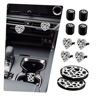 Cow Print Car Accessories Set for Women and Teen Girls   Cute Tire Valve Stem